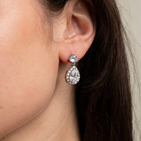 Club Classic Crystal Wedding Earrings in Silver
