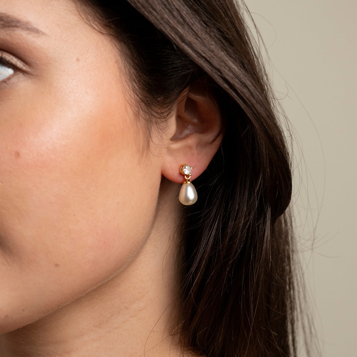 Eclipse Pearl and Crystal Bridal Earrings / Gold
