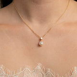 Eclipse Pearl and Crystal Bridal Necklace / Gold