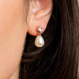 Eclipse Pearl and Crystal Bridal Earrings / Rose Gold