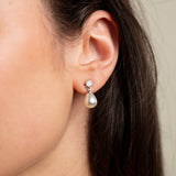 Eclipse Pearl and Crystal Bridal Earrings / Silver