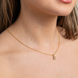 Bride wearing the Elegant Wishes gold crystal necklace at the collarbone