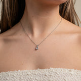 Bride wearing the Elegant Wishes silver crystal necklace