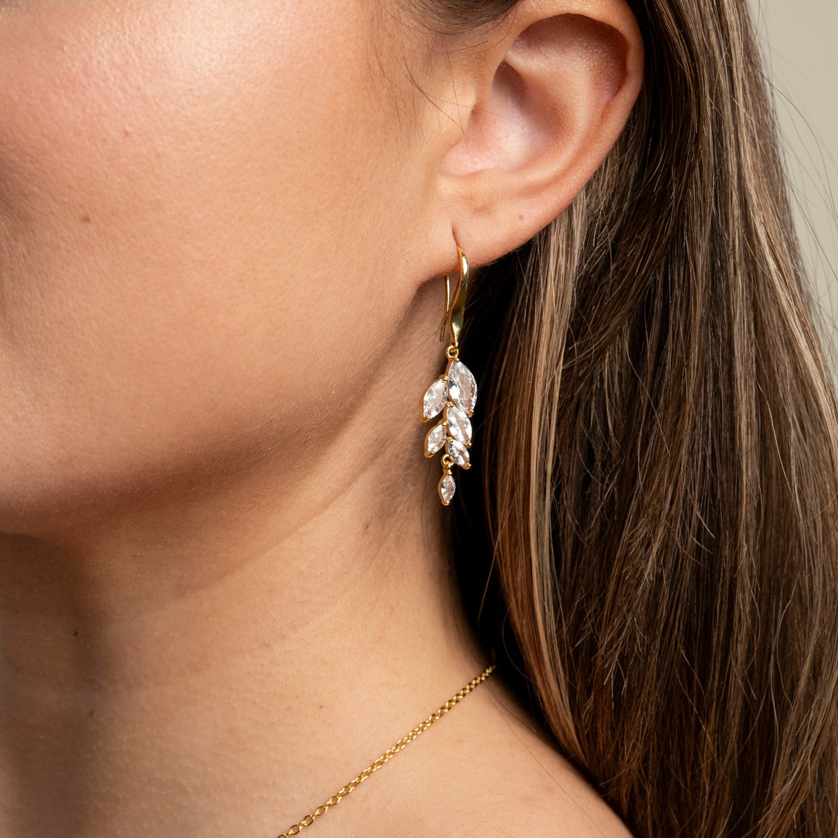 Fearne Crystal Wedding Earrings / Gold