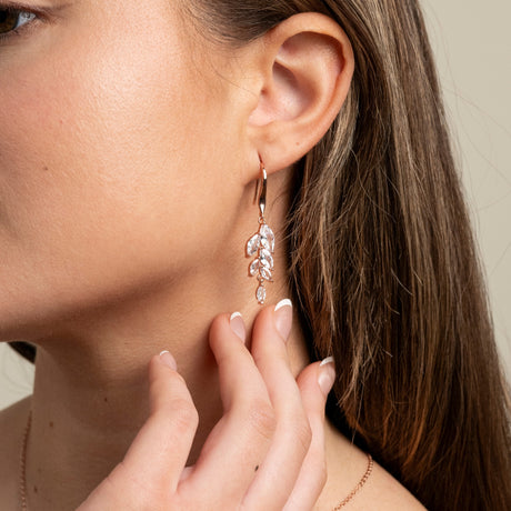 Fearne Crystal Wedding Earrings / Rose Gold
