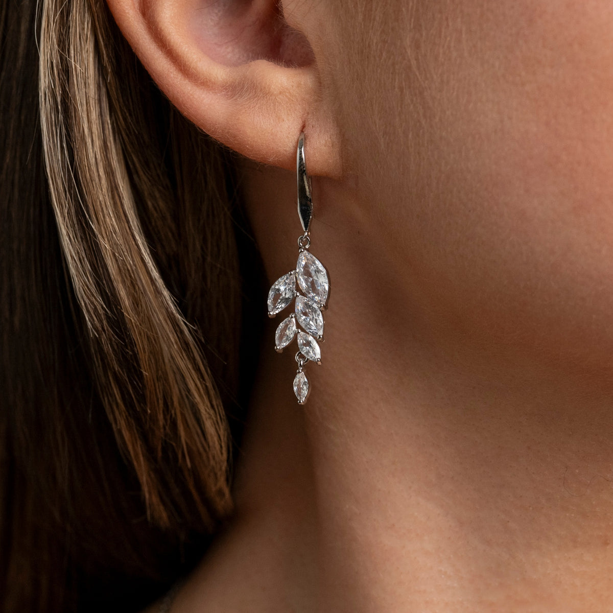 Fearne Crystal Wedding Earrings in Silver