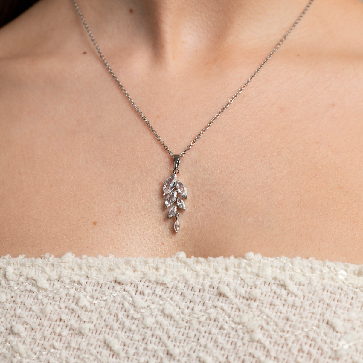 Fearne Crystal Wedding Necklace / Silver