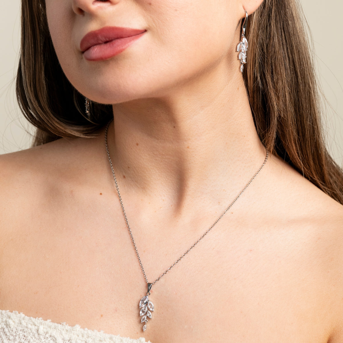 Fearne Crystal Wedding Jewellery Set / Silver