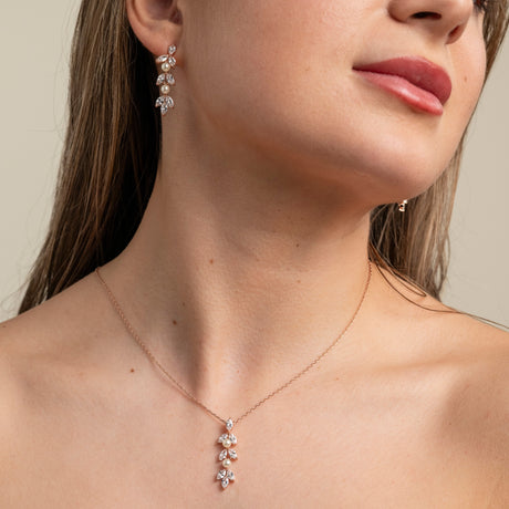 Fliss Pearl and Crystal Wedding Jewellery Set / Rose Gold
