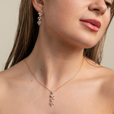Fliss Pearl and Crystal Bridal Earrings / Rose Gold