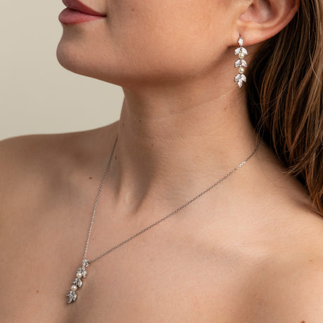 Fliss Pearl and Crystal Wedding Jewellery Set / Silver