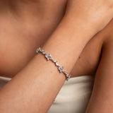 Ivy Crystal Leaf Wedding Bracelet / Silver