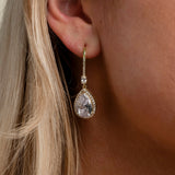 Jessica Crystal Drop Wedding Earrings in Gold