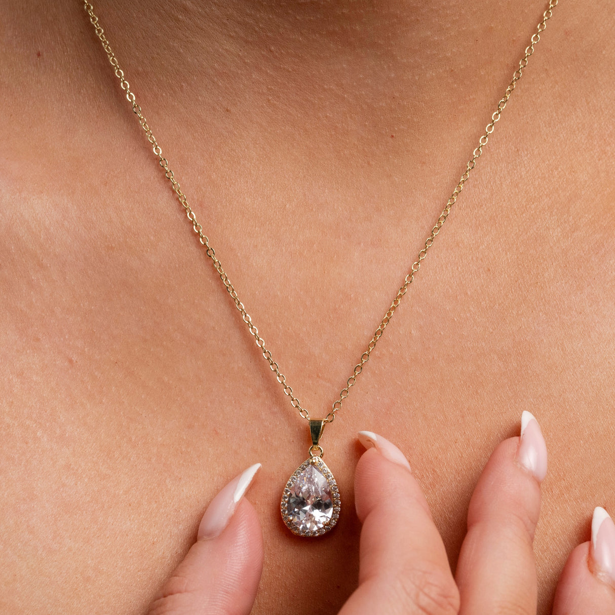 Jessica Crystal Bridal Necklace in Gold photo 2