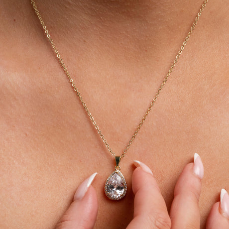 Jessica Crystal Bridal Necklace in Gold photo 2