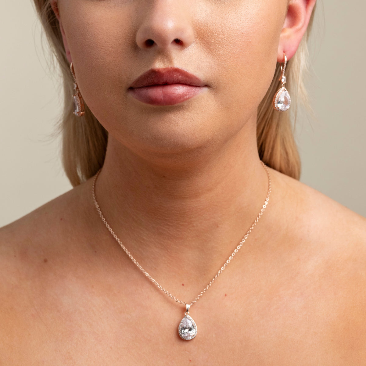 Jessica Crystal Drop Wedding Earrings in Gold photo 6