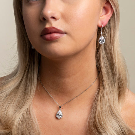 Jessica Crystal Bridal Necklace in Silver photo 5