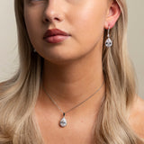 Jessica Crystal Drop Wedding Earrings in Silver photo 9