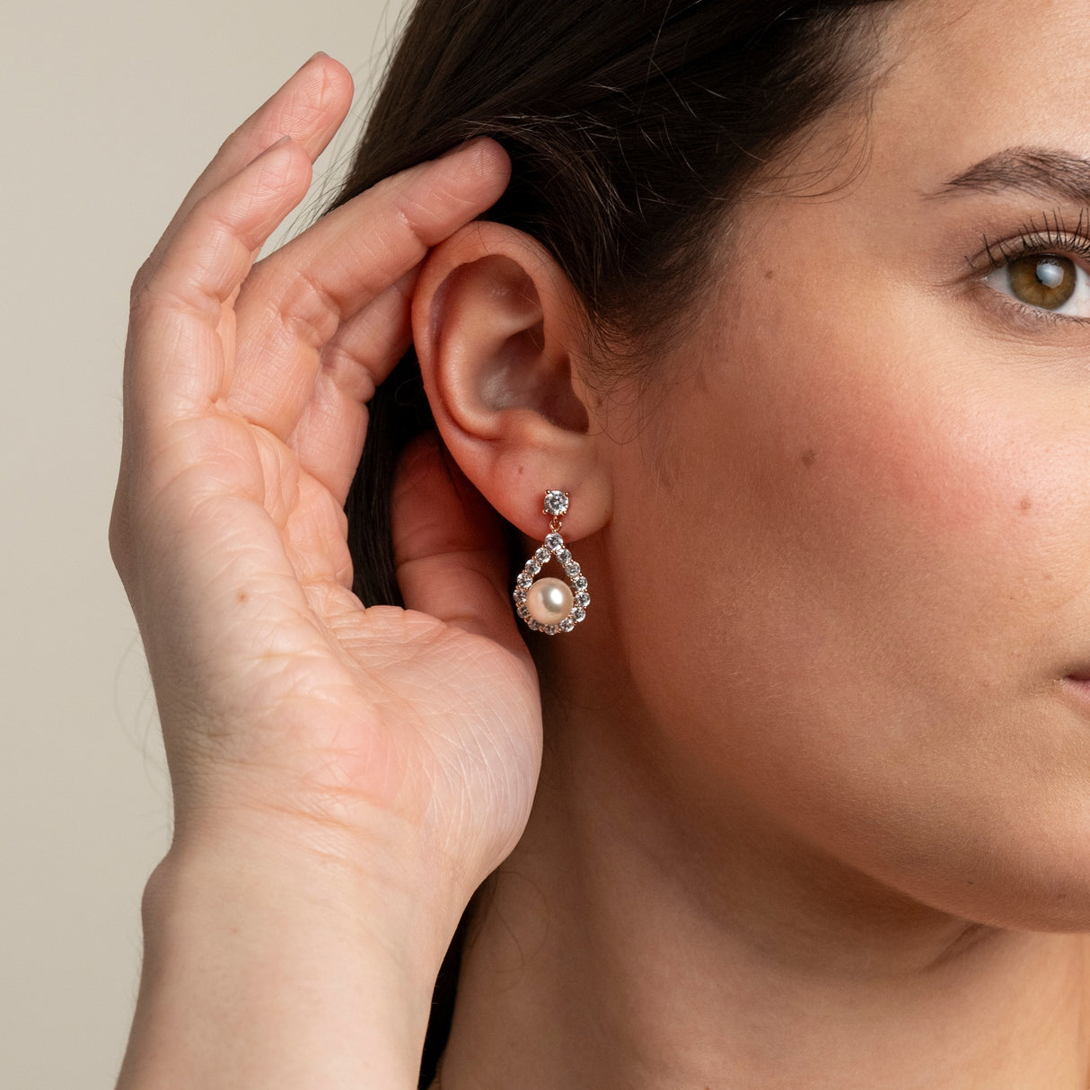 Jude Pearl and Crystal Wedding Earrings / Gold