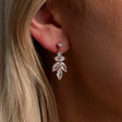 Lily Crystal Bridal Wedding Earrings in Rose Gold