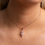 Lily Crystal Bridal Wedding Necklace in Rose Gold