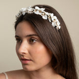 Poppy Romantic Ceramic Bridal Headband Crown in Gold photo 11